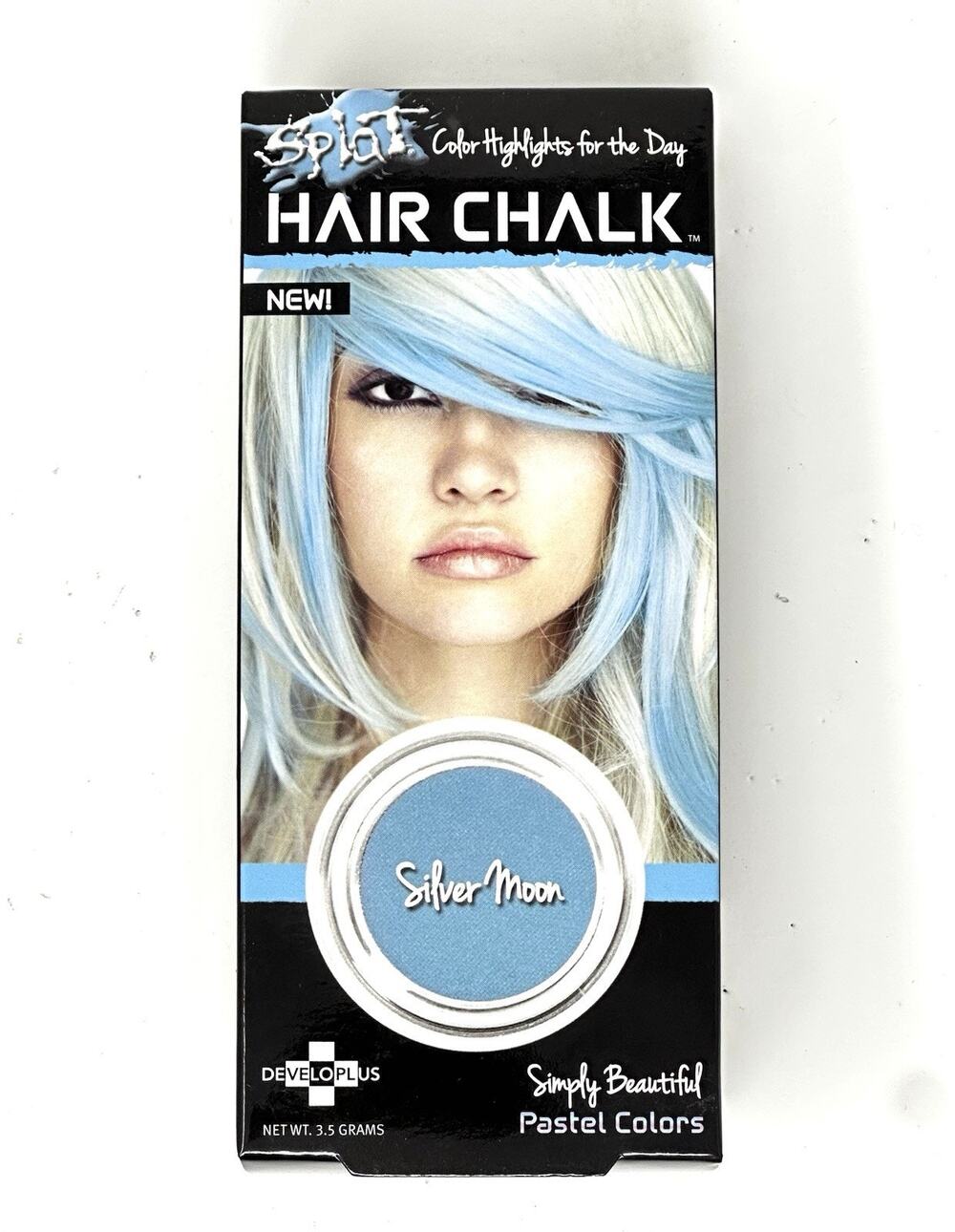 Splat Silver Moon Hair Chalk Instant Temporary Color Highlights Pastel Blue New